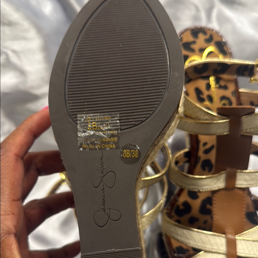 Jessica Simpson Cream and Brown Platform Sandals - Picture 6 of 6